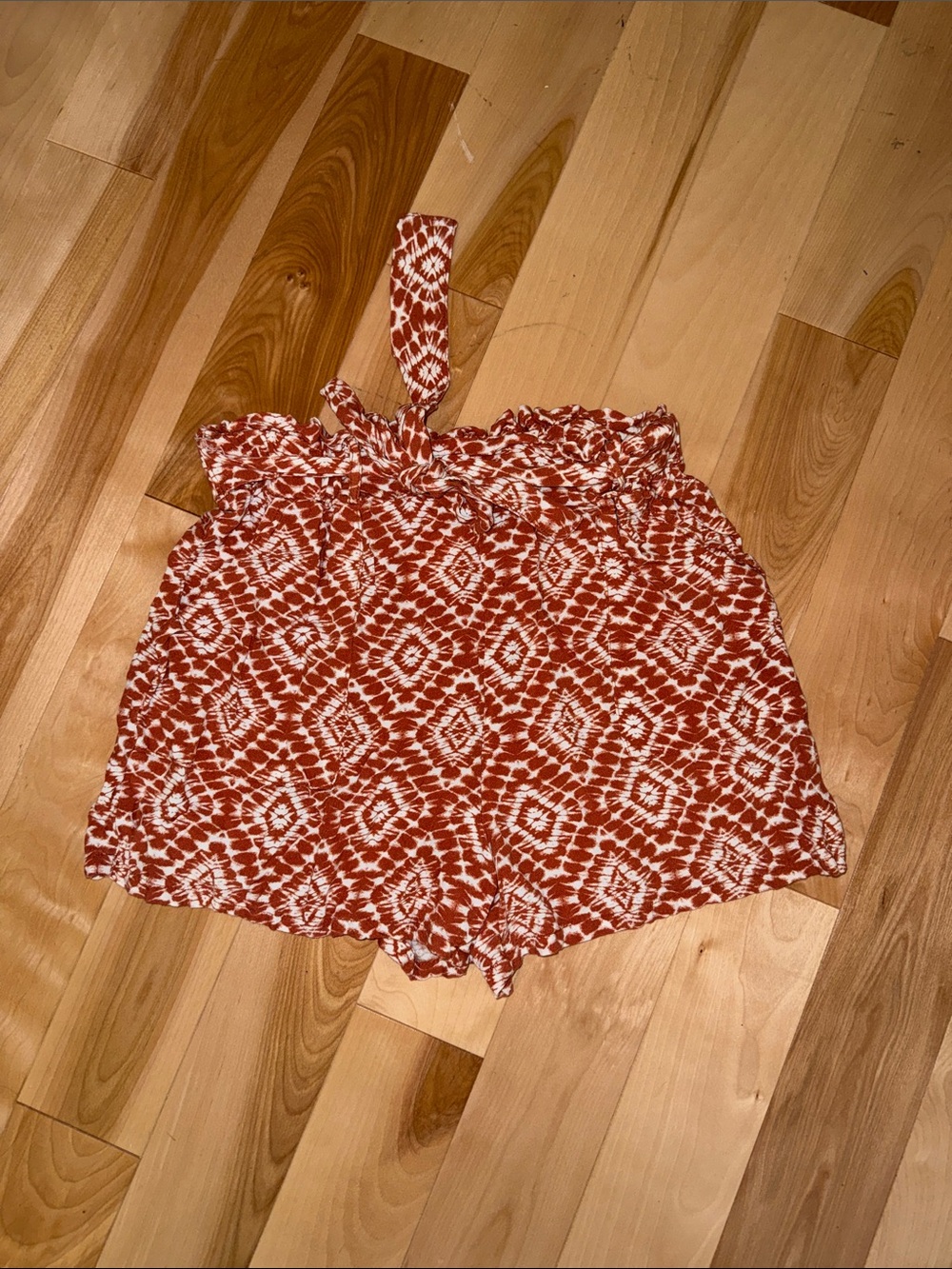 Joe B Brownand White High-Waist Boho Patterned Shorts
